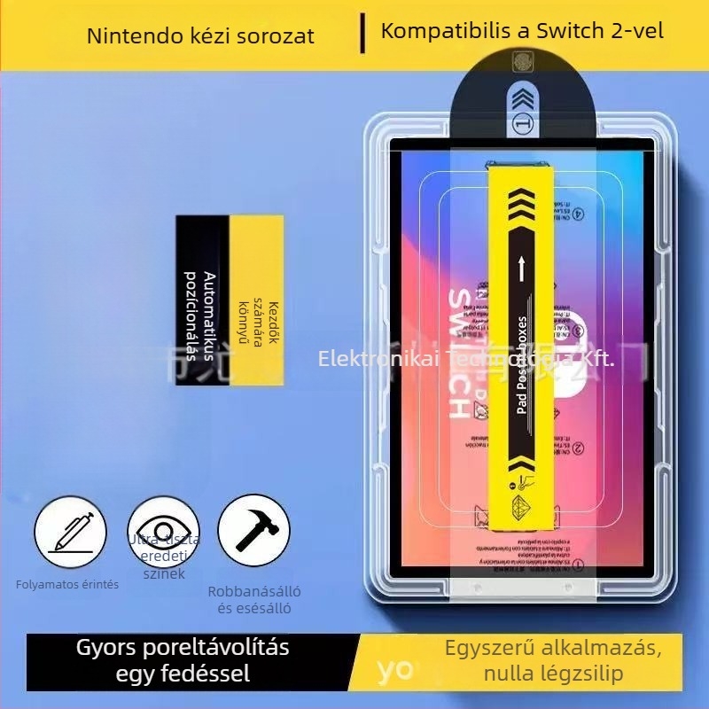 Nintendo Switch 2 képernyővédő üveg – elülső fólia, HD, anti-ujjlenyomat, UV-védelem, matt felület, nem teljes kijelző fedettség