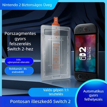 Nintendo Switch2 Edzett üveg képernyővédő – elülső, HD, ujjlenyomat-mentes
