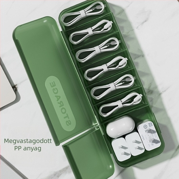 Asztali kábel tároló doboz fedéllel és rekeszekkel (PP anyag, modern minimalist stílus, íróasztal és nappali tárolására, Autonomy márka, 2023-ban piacra dobva)