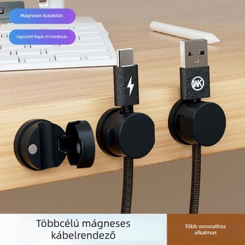 Asztali és falra szerelhető mágneses kábelrendező — ABS + erős mágnes, japán stílus, kábel tartó és tárolócsat