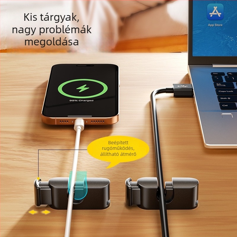 Öntapadós asztali kábelrendező – ABS, egyszerű és modern stílus, iroda, otthon, kollégium és autó használatára