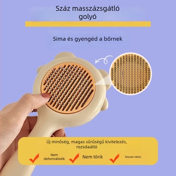 Háziállat-gondozó fésű macskáknak és kutyáknak — öntisztító, tűs fésű, masszázs, egy kattintásos szőrtelenítés, PP anyag