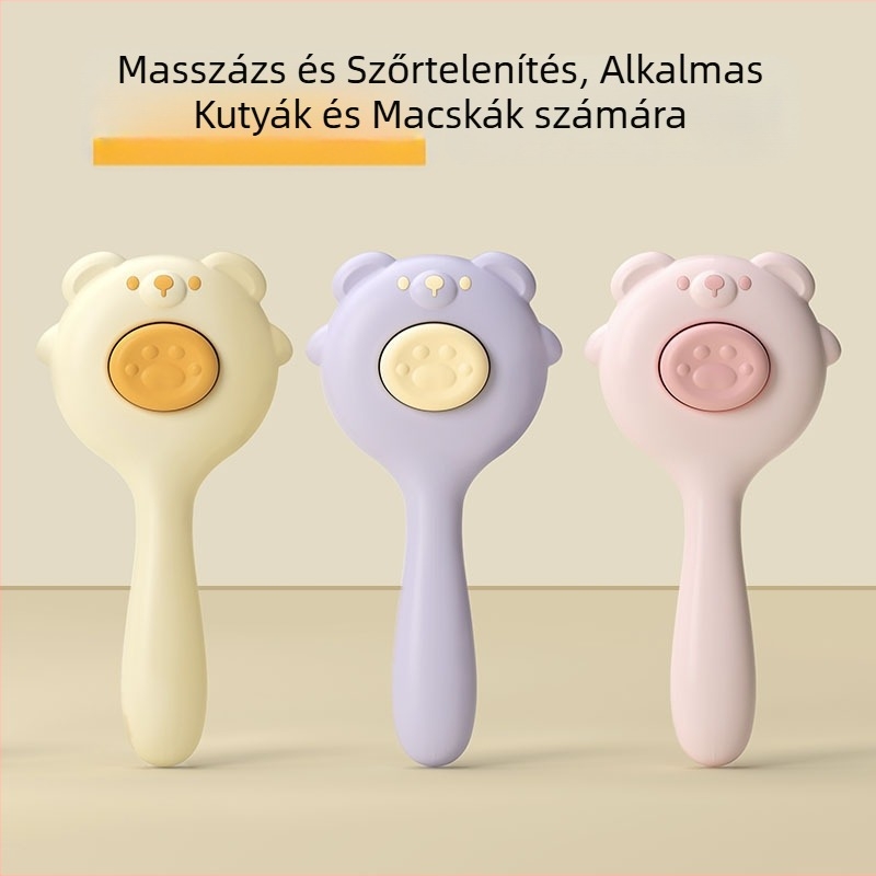 Háziállat-gondozó fésű macskáknak és kutyáknak — öntisztító, tűs fésű, masszázs, egy kattintásos szőrtelenítés, PP anyag