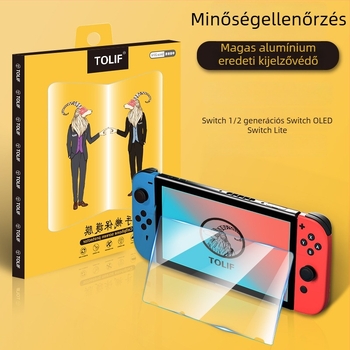 Nintendo Switch OLED-hez temperált üveg kijelzővédő — 0,3 mm, HD átláthatóság, ujjlenyomat-mentes, ütésálló, teljes képernyős fedettség