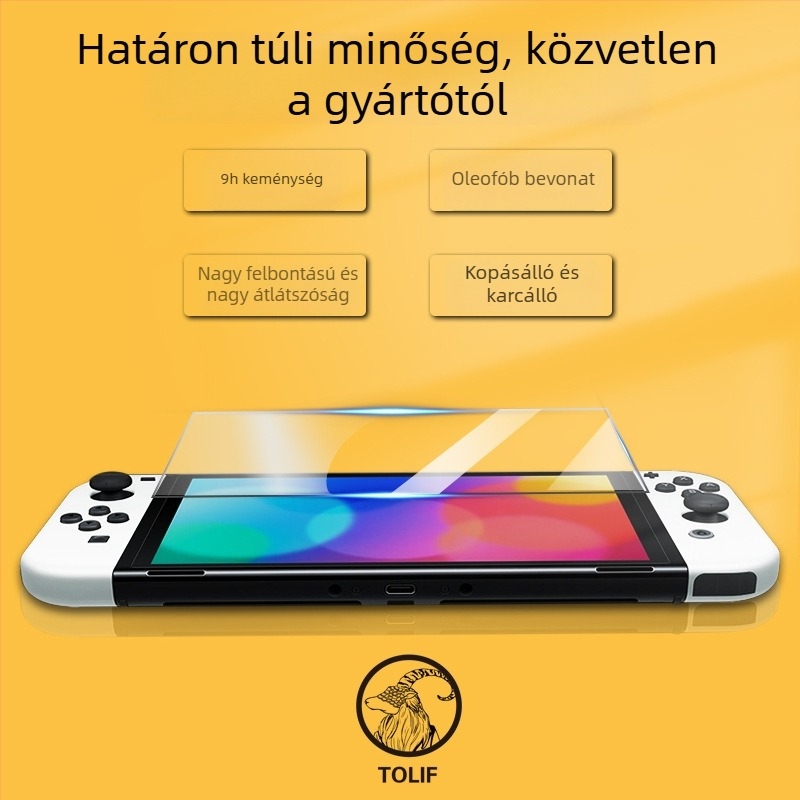 Nintendo Switch OLED-hez temperált üveg kijelzővédő — 0,3 mm, HD átláthatóság, ujjlenyomat-mentes, ütésálló, teljes képernyős fedettség