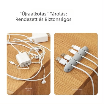 FaSoLa többfunkciós asztali kábel rendező adat- és egérkábelekhez; műanyag, egyszerű és modern dizájn, szilikon ragasztó tartó