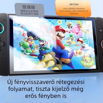 Nintendo Switch OLED/Lite AR kijelzővédő – anti-reflexiós film, 0,16 mm, 96% átlátszóság, Switch2-kompatibilis