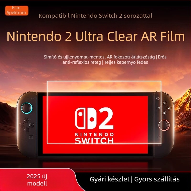Nintendo Switch OLED/Lite AR kijelzővédő – anti-reflexiós film, 0,16 mm, 96% átlátszóság, Switch2-kompatibilis