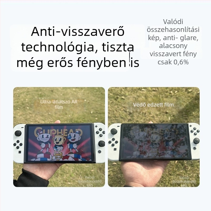 Nintendo Switch OLED/Lite AR kijelzővédő – anti-reflexiós film, 0,16 mm, 96% átlátszóság, Switch2-kompatibilis