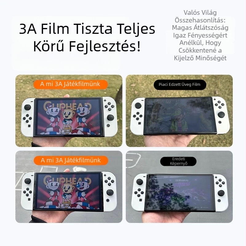 Nintendo Switch OLED/Lite AR kijelzővédő – anti-reflexiós film, 0,16 mm, 96% átlátszóság, Switch2-kompatibilis