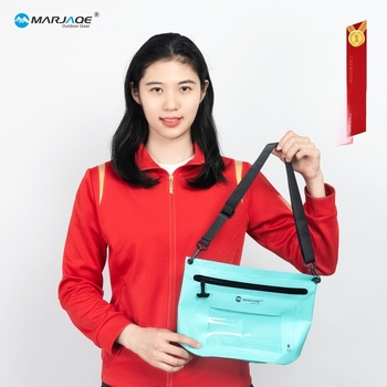 Szabadban használható vízálló válltáska érintőképernyő ablakkal, 3L PVC anyagból készült, zipzáros vízálló táska úszáshoz és raftinghoz