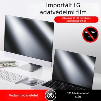 Adatvédelmi képernyővédő fólia laptopokhoz és asztali számítógépekhez — PET anyag, elektrosztatikus adhézió, OEM gyártás, 100 g