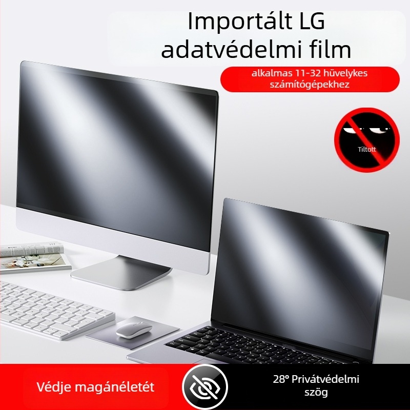 Adatvédelmi képernyővédő fólia laptopokhoz és asztali számítógépekhez — PET anyag, elektrosztatikus adhézió, OEM gyártás, 100 g