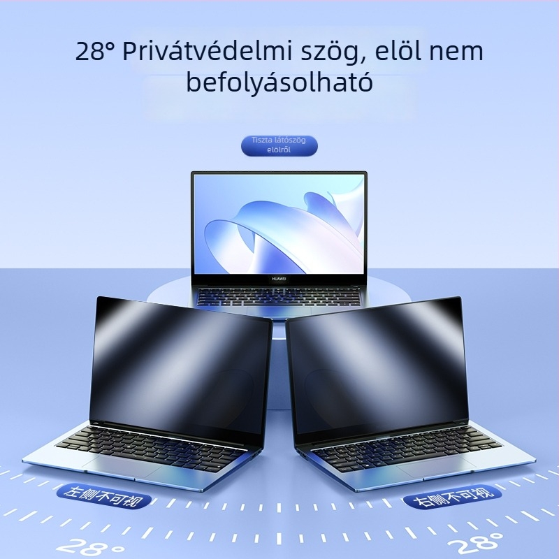 Adatvédelmi képernyővédő fólia laptopokhoz és asztali számítógépekhez — PET anyag, elektrosztatikus adhézió, OEM gyártás, 100 g