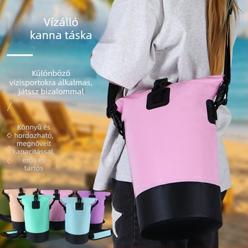 Kültéri vízálló vödörtáska – PVC hálószövet, uniszex, egyszínű mintázat, szabadidős, strand, rafting, kemping