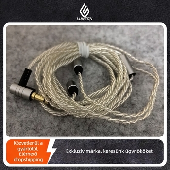 MMCX fülhallgató vezeték Shure, sodrott ezüstözött rézmag, oxigéntől mentes réz vezető, Hi-Fi audiókábel