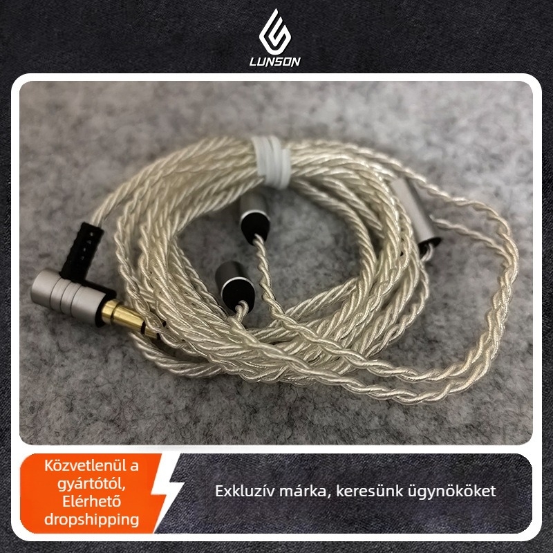 MMCX fülhallgató vezeték Shure, sodrott ezüstözött rézmag, oxigéntől mentes réz vezető, Hi-Fi audiókábel