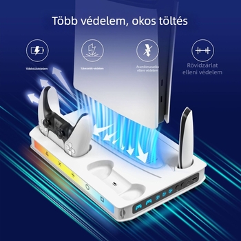 PS5 Pro/Slim hűtőállvány kontroller töltéssel és tárolóval — Modell Mz-8041, USB-csatlakozás, Kompatibil minden PS5 modelllel