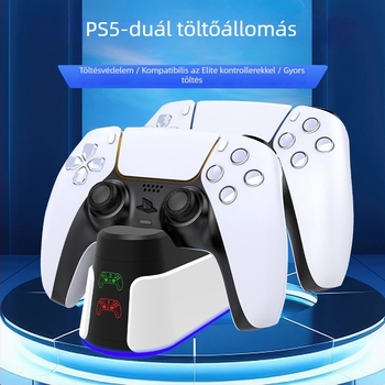 PS5 Slim vezérlő kettős töltővel, USB-C, ABS tokozás, 150 g