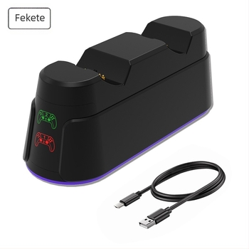 PS5 Slim vezérlő kettős töltővel, USB-C, ABS tokozás, 150 g