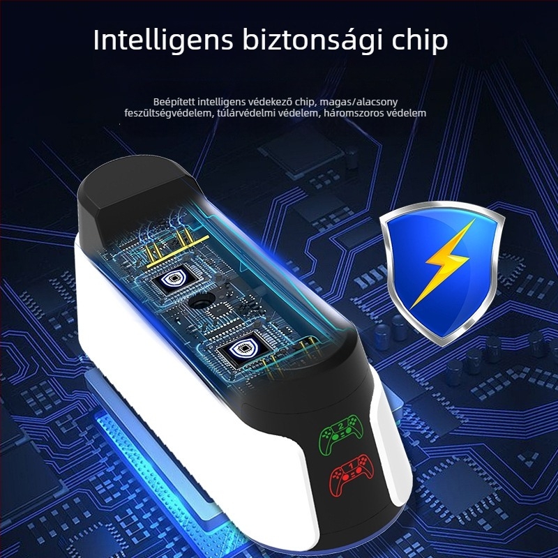 PS5 Slim vezérlő kettős töltővel, USB-C, ABS tokozás, 150 g