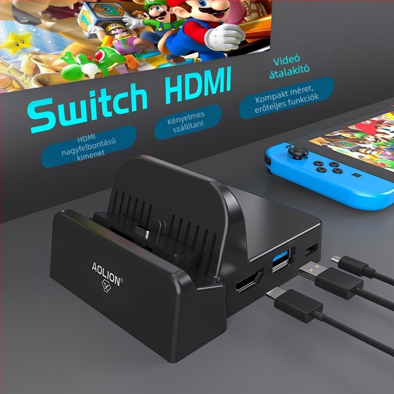 Nintendo Switch TV dokk HDMI kimenettel, USB-C videó kimenet, hordozható alap, 98 g