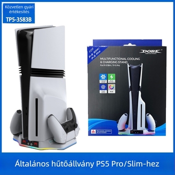 DOBE TP5-3583B PS5 Pro/Slim hűtőalap RGB világítással és kontroller töltéssel (USB-C, ABS)