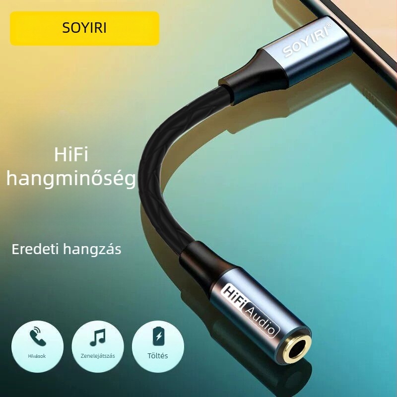 SOYIRI Lightning–3,5 mm fejhallgató adapter aranyozott csatlakozókkal, oxigénmentes réz vezetővel, ROHS tanúsítvány