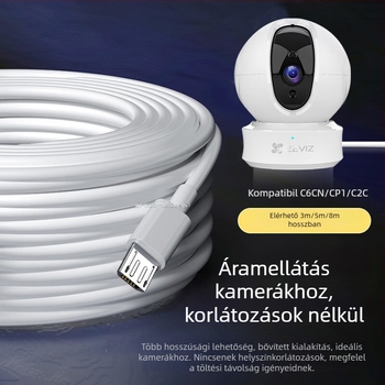USB-C hosszabbító kábel Ezviz 360 Xiaomi megfigyelő kamerákhoz – egyoldali csatlakozó; PVC; 10W maximális teljesítmény; biztonságos gyors töltés