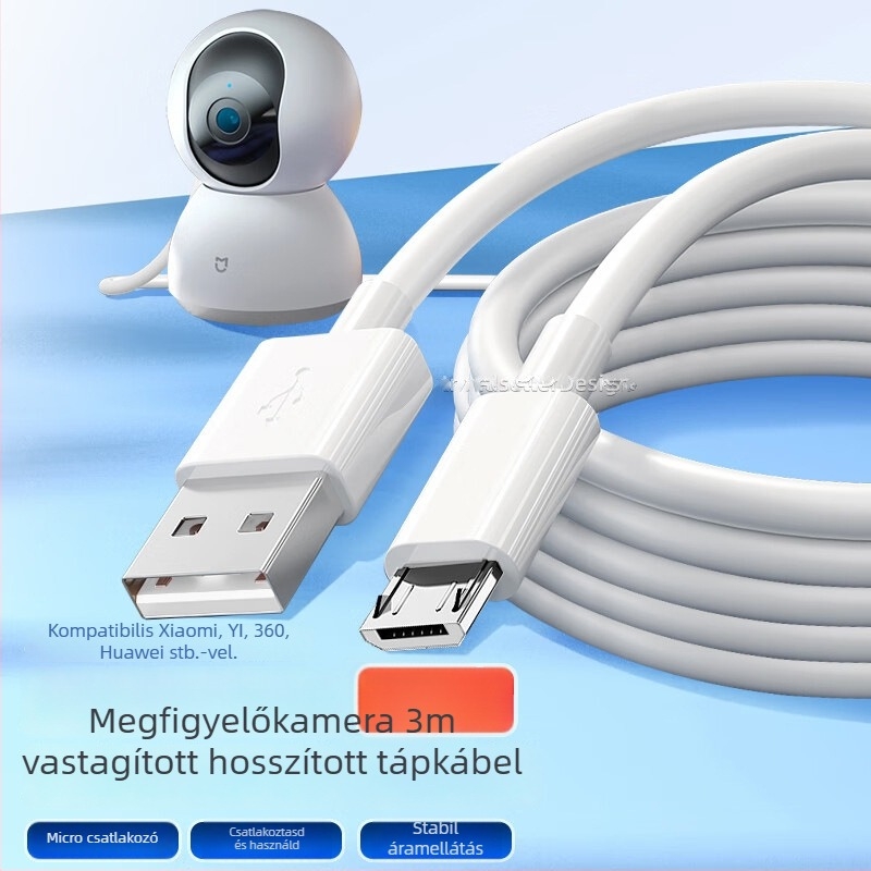 USB-C hosszabbító kábel Ezviz 360 Xiaomi megfigyelő kamerákhoz – egyoldali csatlakozó; PVC; 10W maximális teljesítmény; biztonságos gyors töltés
