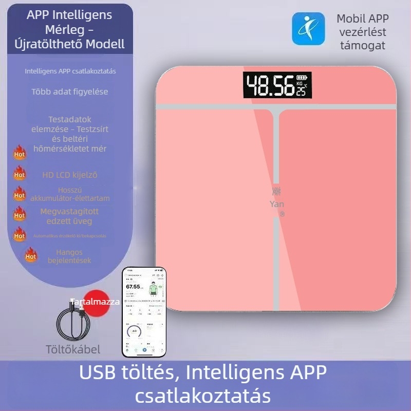 Bluetoothos testzsírszámláló mérleg a testsúly és a testzsír mérésére
