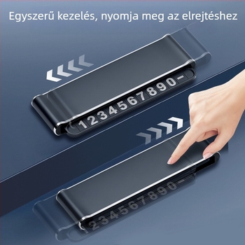 Autó ideiglenes parkolási számtábla - alumínium ötvözet, modell G201, testreszabható, logó nyomtatás lehetséges, rejtett típus