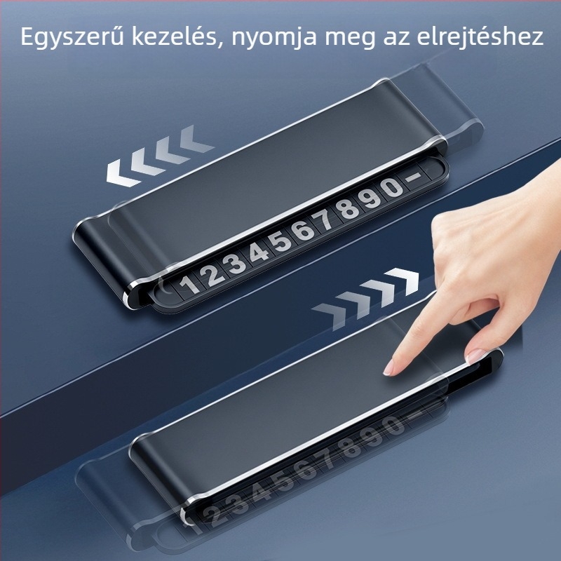 Autó ideiglenes parkolási számtábla - alumínium ötvözet, modell G201, testreszabható, logó nyomtatás lehetséges, rejtett típus