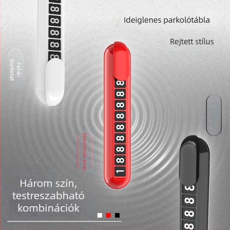 Rejtett fényes ideiglenes parkolótábla telefonszámmal, modell 392, műanyag, logó nyomtatás OK