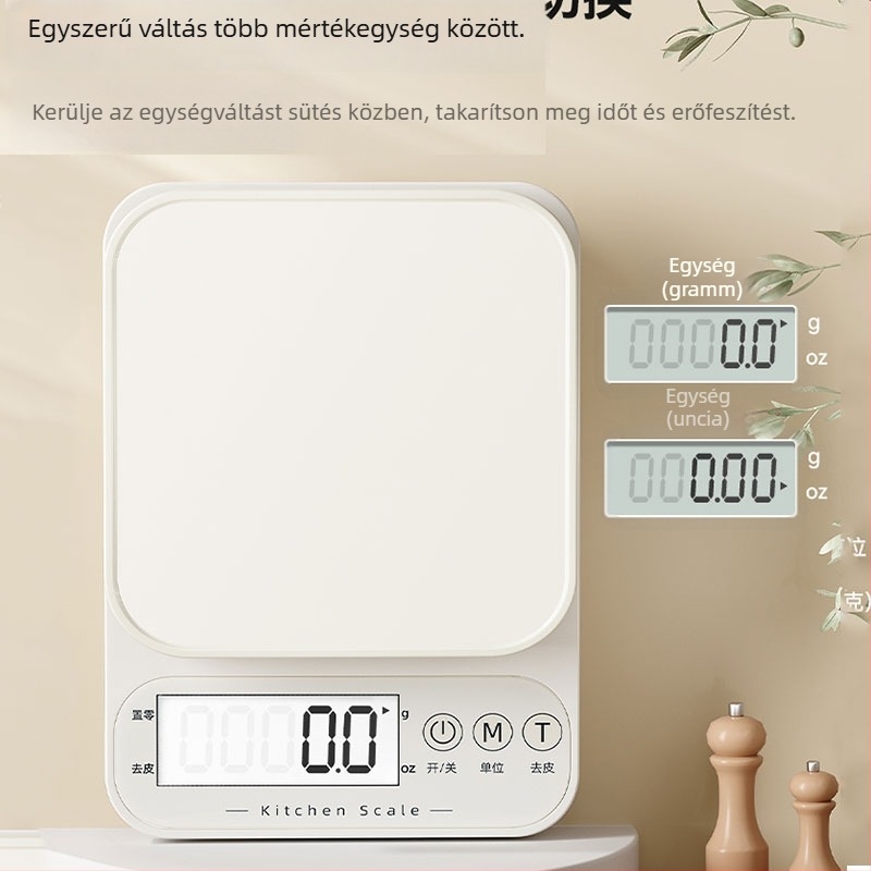 Wise A03 konyhai mérleg, kiváló pontosságú elektronikus mérés, tartomány 1 g-10 kg, működik 2x AA elemmel