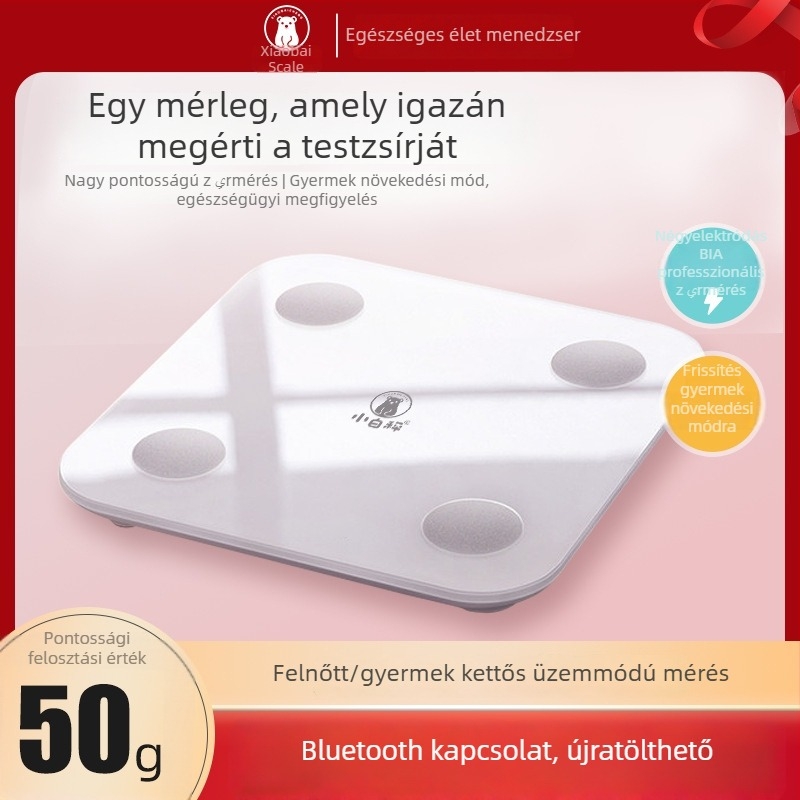Okos Bluetooth testzsírszázalék-mérleg, pontos otthoni mérleg, újratölthető akkumulátor