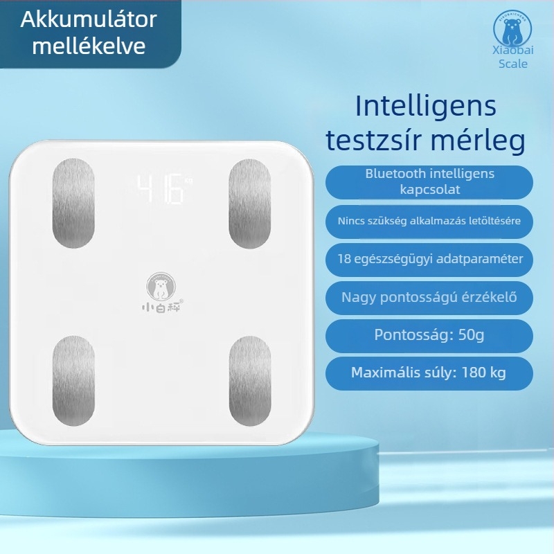 Okos Bluetooth testzsírszázalék-mérleg, pontos otthoni mérleg, újratölthető akkumulátor