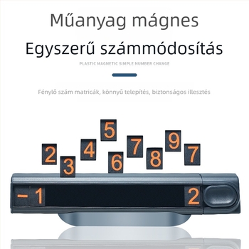 Fénylő fém autó telefonszám-tábla, univerzális modell, nyomtatott logóval, ideiglenes parkolási jel