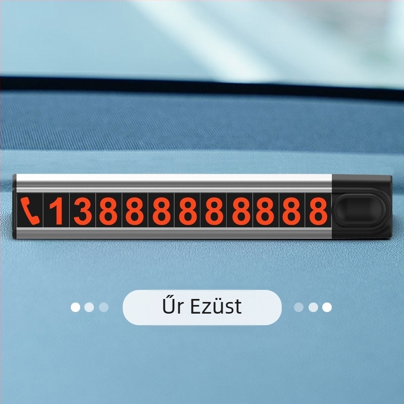 Fénylő fém autó telefonszám-tábla, univerzális modell, nyomtatott logóval, ideiglenes parkolási jel