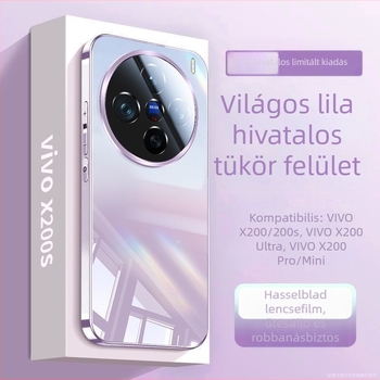 Vivo X200S mobiltelefon tok tükrös üveggel, ultra vékony, teljes védelem, ütésálló, hőelvezetés javított