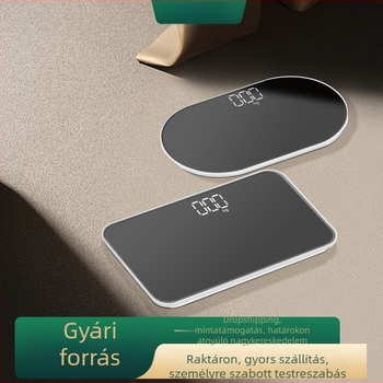 Tükrös felületű testsúlymérő, kompakt hordozható digitális mérleg otthoni használatra, pontos testsúlymérés