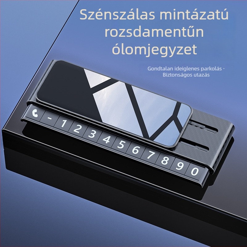 Rejtett ideiglenes parkolási tábla autóhoz, telefonszámmal és nyomtatott logóval, rozsdamentes acél jelzőtábla