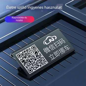 Autó ideiglenes parkolótábla QR-kóddal — Solitary Snake fém, modell 588, kétdimenziós kód, nyomtatott logó