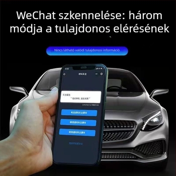 Autó ideiglenes parkolótábla QR-kóddal — Solitary Snake fém, modell 588, kétdimenziós kód, nyomtatott logó