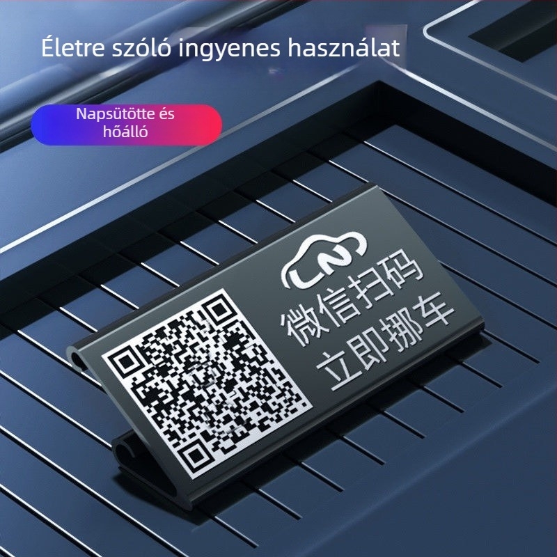 Autó ideiglenes parkolótábla QR-kóddal — Solitary Snake fém, modell 588, kétdimenziós kód, nyomtatott logó