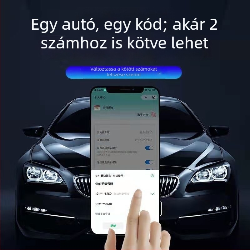 Autó ideiglenes parkolótábla QR-kóddal — Solitary Snake fém, modell 588, kétdimenziós kód, nyomtatott logó