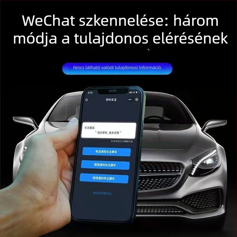 Autó ideiglenes parkolótábla QR-kóddal — Solitary Snake fém, modell 588, kétdimenziós kód, nyomtatott logó