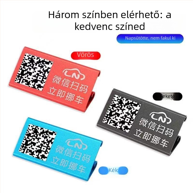 Autó ideiglenes parkolótábla QR-kóddal — Solitary Snake fém, modell 588, kétdimenziós kód, nyomtatott logó