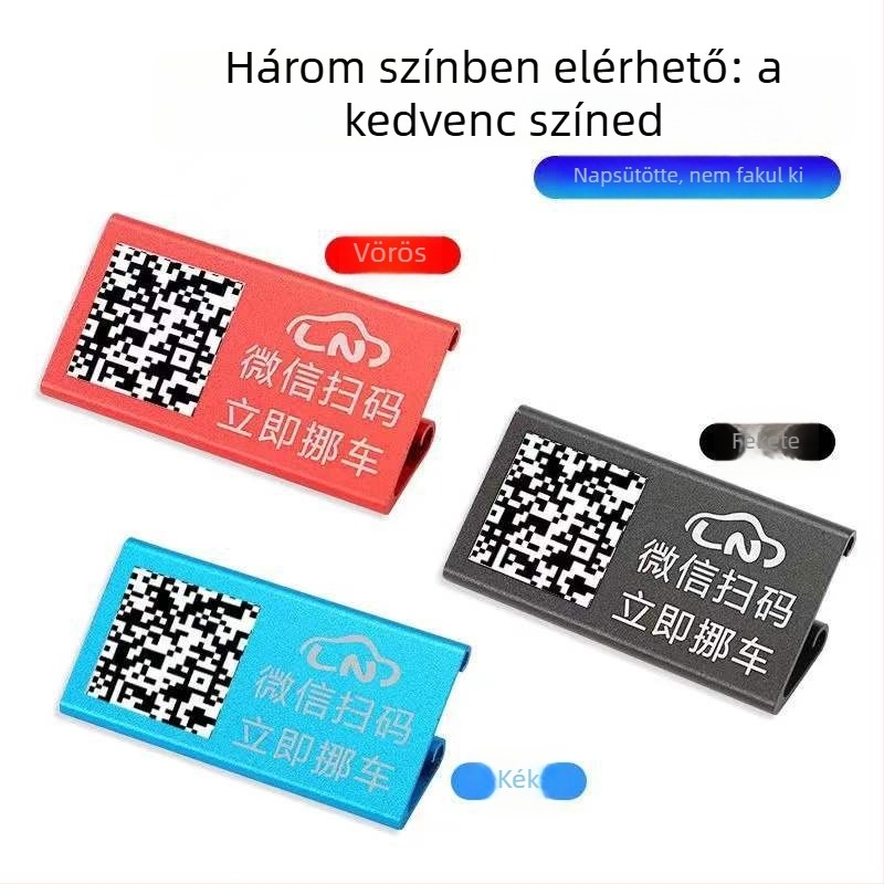 Autó ideiglenes parkolótábla QR-kóddal — Solitary Snake fém, modell 588, kétdimenziós kód, nyomtatott logó