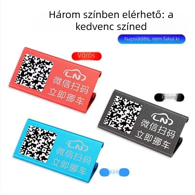Autó ideiglenes parkolótábla QR-kóddal — Solitary Snake fém, modell 588, kétdimenziós kód, nyomtatott logó
